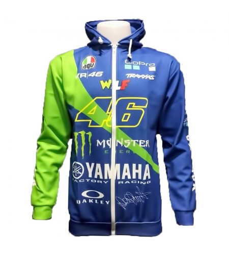 Hoodie Yamaha VR46 couleur bleu et vert homme