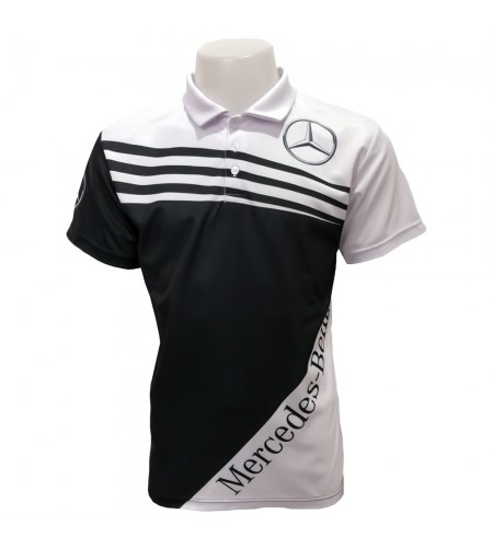Polo Mercedes couleur noir et blanc homme